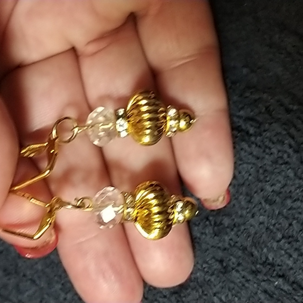 Gold and crystal accent earrings